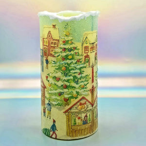 Christmas LED pillar candle, flameless decorative Christmas market candle, gift, night light, festive decor