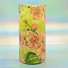 Load image into Gallery viewer, Flameless pillar candle, Floral LED decorative shimmering candle, unique gift, night light, home decor