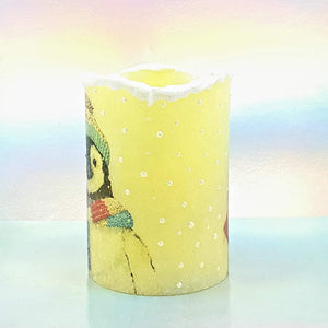 Christmas flameless pillar candle, unique flickering Santa and penguin candles decor, night light, unique gift