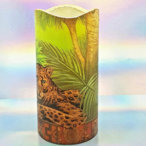 Flameless pillar candle, Leopard LED decorative candle, gift, night light, home decor