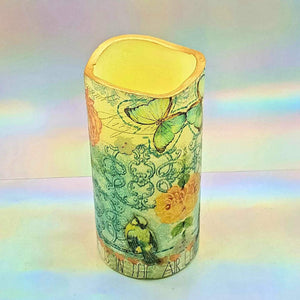 Flickering flameless LED shimmering love pillar candle, unique home and garden decor, perfect Valentine gift for her, him, mom