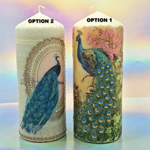 Large pillar candle, decorated candle, 3D effect, Royal Peacocks, Decorative candle, Unique gift, Art candle