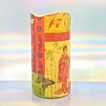 Load image into Gallery viewer, Vintage Japanese design LED candle, Flameless Japanese Geisha pillar candle, unique home decor, gift