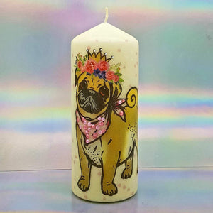 Pug dog candle