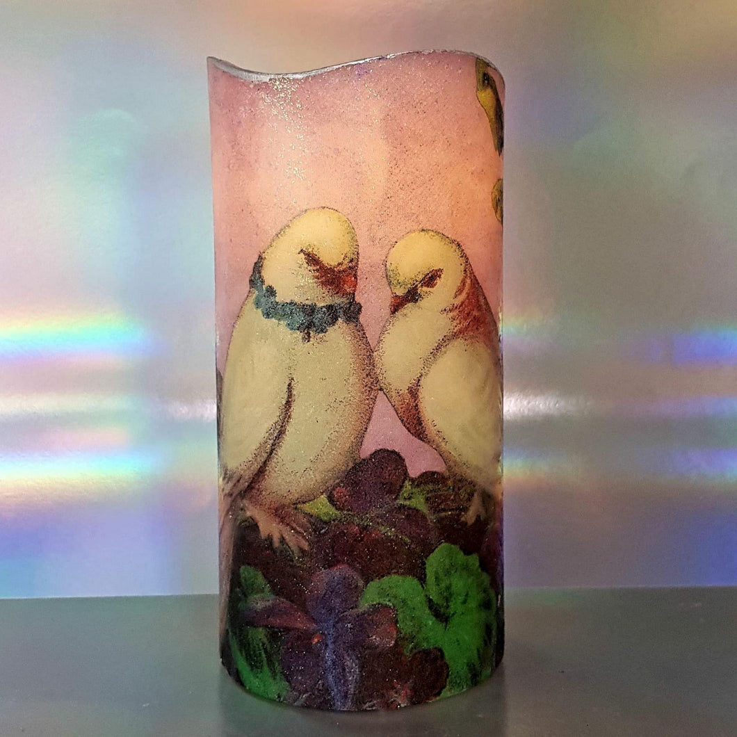 Shimmering LED pillar candle, Flameless love candle, unique Valentines home decor, gift for her, him