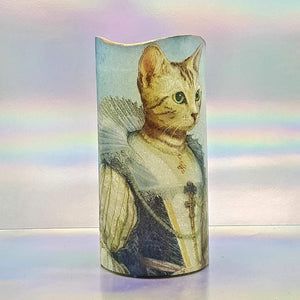 Shimmering LED candles, Flameless puss pillar candles, unique home decor, gift for her, him