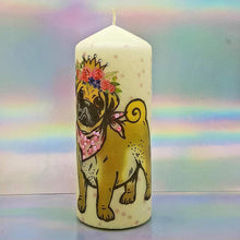Load image into Gallery viewer, Large decorative pillar candle, decorated candle with 3D effect, Dalmatian and Pug, Unique gift, home decor