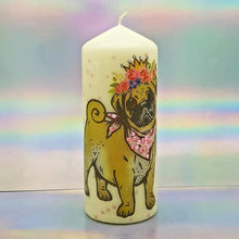 Load image into Gallery viewer, Large decorative pillar candle, decorated candle with 3D effect, Dalmatian and Pug, Unique gift, home decor