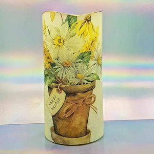 Shimmering Easter LED pillar candle, Flameless candle, unique Happy Easter home decor, gift