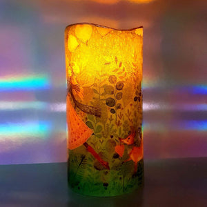 LED shimmering candle, Flameless pillar candle of forest fairy, unique home decoration, gift