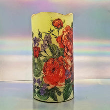 Load image into Gallery viewer, Shimmering floral LED candle, Flameless pillar candle, unique home decor, gift for her, mom, mum