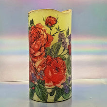 Load image into Gallery viewer, Shimmering floral LED candle, Flameless pillar candle, unique home decor, gift for her, mom, mum