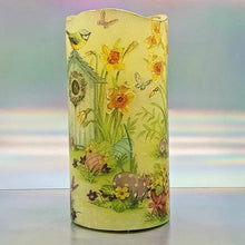 Load image into Gallery viewer, Shimmering Easter LED pillar candle, Flameless candle, unique Happy Easter home decor, gift