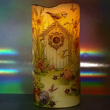 Load image into Gallery viewer, Shimmering Easter LED pillar candle, Flameless candle, unique Happy Easter home decor, gift
