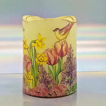 Load image into Gallery viewer, Flameless pillar candle, unique flickering floral candle decor night light, gift, safe for children and pets