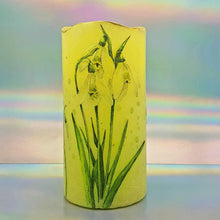 Load image into Gallery viewer, Floral LED candle, Flameless shimmering flickering pillar candle, unique spring home decor, gift for her, mom, mum