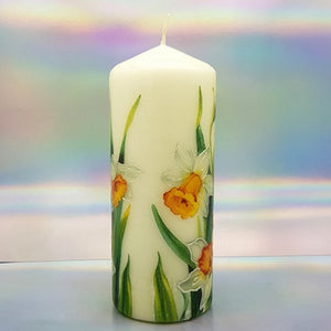 Decorative pillar candle, Unique centrepiece candle; perfect gift for mother, her, birthday present