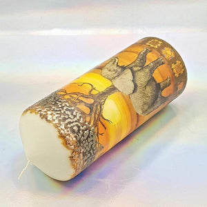 Large pillar candle, African wildlife sunset candle, unique 3D effect candle gift, decor, keepsake