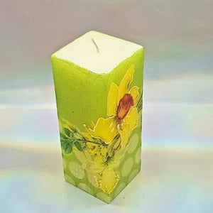 Decorated flower pillar candle, Spring candle, Lily of the valley candle gift, Mothers day, best friend unique gift