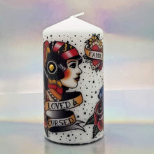 Load image into Gallery viewer, Decorative wax pillar candle, Unique love and victory candle; perfect gift for mother, for her, birthday present
