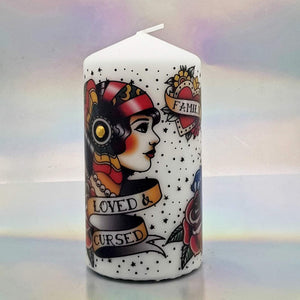 Decorative wax pillar candle, Unique love and victory candle; perfect gift for mother, for her, birthday present