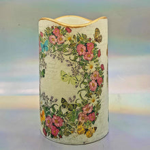 Load image into Gallery viewer, Summer wreath flameless pillar candle, unique flickering shimmering candle decor night light, gift, safe for children and pets