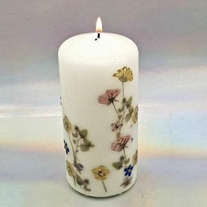Decorative pillar candle, Unique centrepiece summer candle; perfect gift for mother, for her, birthday present