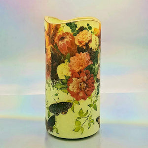Shimmering LED flameless candle, Summer flickering pillar candle, unique home decor, gift for him, for her