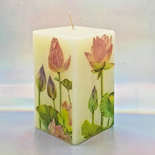 Load image into Gallery viewer, Decorative pillar candle, Unique floral water lilies design candle; perfect gift for mother, for her, birthday present