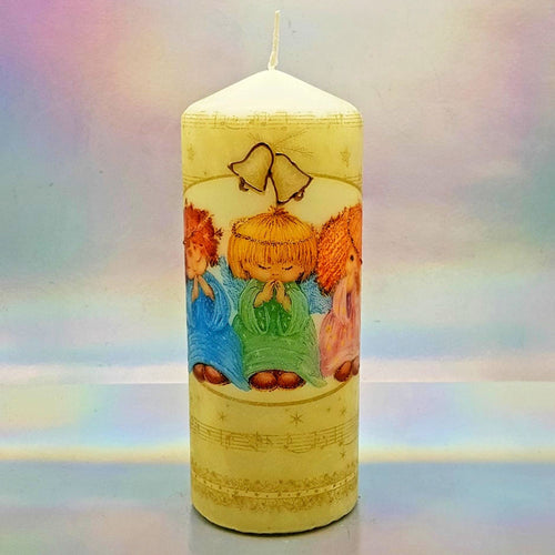 Decorative Christmas pillar candle, Christmas angels, Unique home decor, gift for mother, for sister, for her, him