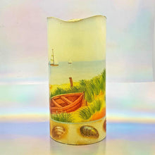 Load image into Gallery viewer, Shimmering LED flameless candle, Lighthouse pillar candle, unique home decor, gift for him, for her