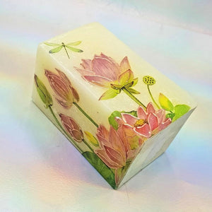 Decorative pillar candle, Unique floral water lilies design candle; perfect gift for mother, for her, birthday present