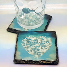 Load image into Gallery viewer, Slate coasters set, tableware, home and garden decor, letter box gift, set of 2, housewarming gift set, pure love