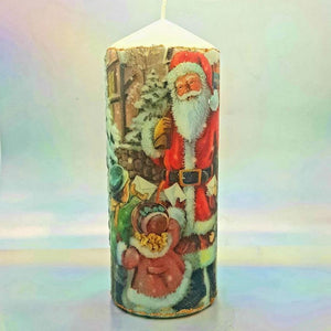 Christmas pillar candles, Decorative Santa candles, Unique home decor, gift for mother, for sister, for her, him