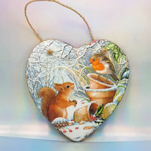 Load image into Gallery viewer, Winter slate heart, Christmas wall decor, decoupage hanging plaque, indoor, garden and outdoor decor, gift idea