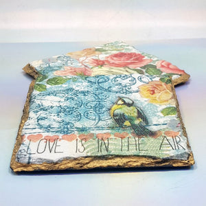 Love is in the air slate coasters, home decor, letter box gift, set of 2, gift set for loved one