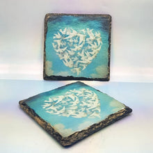 Load image into Gallery viewer, Slate coasters set, tableware, home and garden decor, letter box gift, set of 2, housewarming gift set, pure love