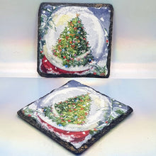 Load image into Gallery viewer, Christmas coasters set, tableware, home and garden decor, letter box gift, set of 2, vintage Christmas gift