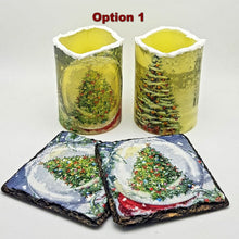 Load image into Gallery viewer, Christmas tree set, LED flickering candles with 3D effect, festive coasters, Christmas tableware, decor, gift