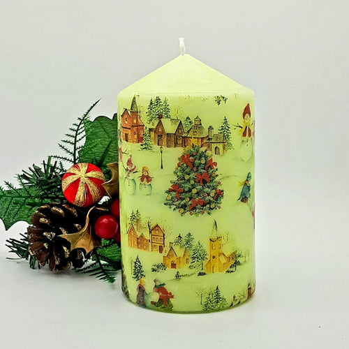 Christmas decorative pillar candle, Christmas Tree, Traditional Christmas gift, home decor, secret Santa