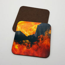 Load image into Gallery viewer, Halloween coasters, orange and black tableware, home and garden decor, letter box gift, MDF coasters
