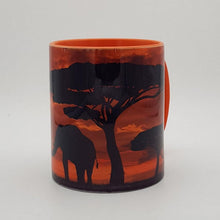 Load image into Gallery viewer, African sunset mug and coasters gift set, Tableware, home and garden African elephant decor, orange mug