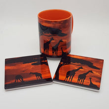 Load image into Gallery viewer, African Giraffes Sunset mug and coaster gift set - Gift Affair