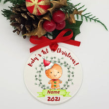 Load image into Gallery viewer, Baby&#39;s first Christmas ornament, 1st Christmas bauble, tree decoration, keepsake, baby boy, baby girl
