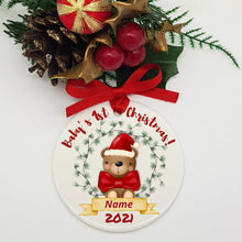 Load image into Gallery viewer, Baby&#39;s first Christmas ornament, 1st Christmas bauble, tree decoration, keepsake, baby boy, baby girl