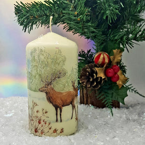 Christmas candle, Royal stag family decorated candle, Traditional Christmas gift, festive decor
