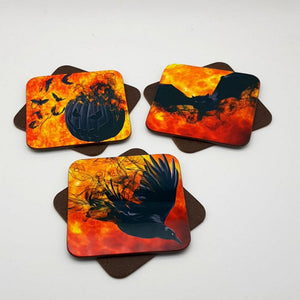 Halloween coasters, orange and black tableware, home and garden decor, letter box gift, MDF coasters