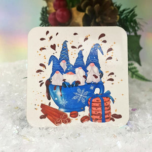 Personalised Christmas blue mug and coaster gift set, Christmas tableware gift, Secret Santa gift