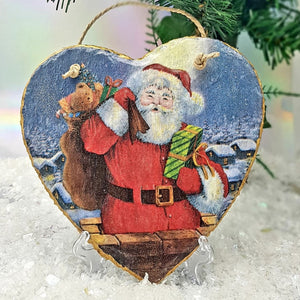 Christmas and winter wall decor, Hanging slate heart, indoor, garden and outdoor decor, gift idea, Secret Santa
