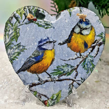 Load image into Gallery viewer, Christmas and winter wall decor, Hanging slate heart, indoor, garden and outdoor decor, gift idea, Secret Santa